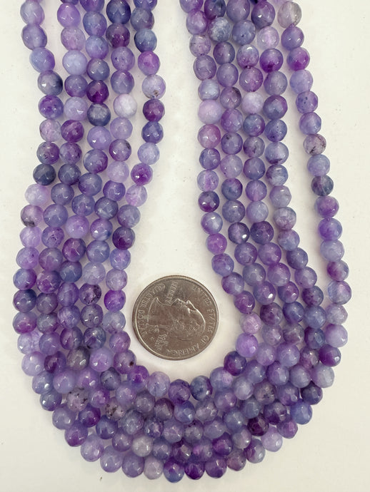 blue purple enhanced quartz, 6mm faceted round, 15