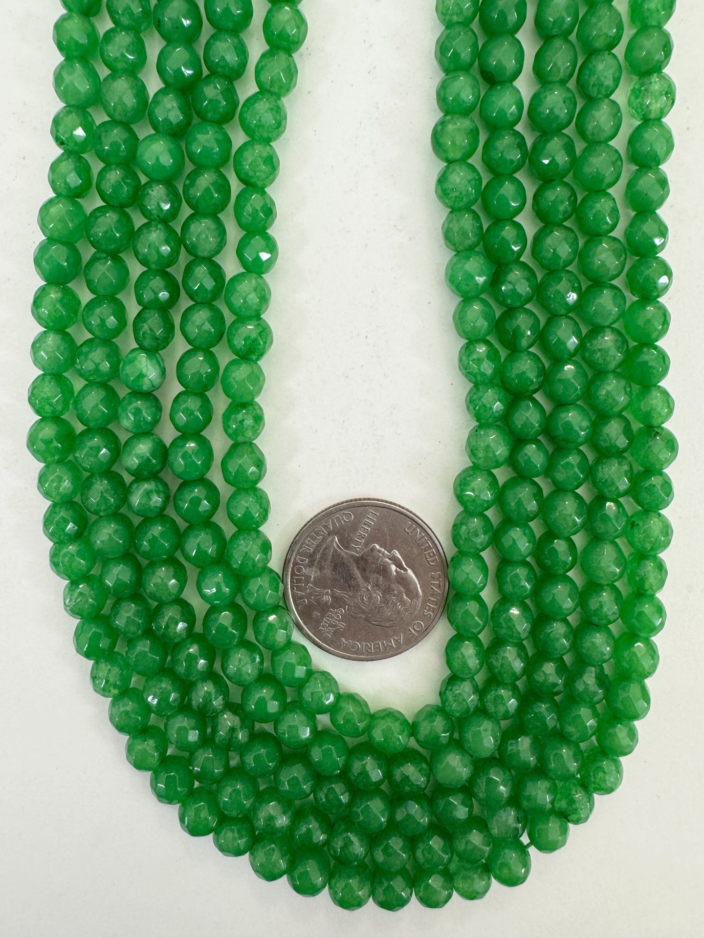 bright green enhanced quartz, 6mm faceted round, 15