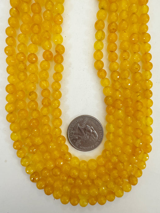bright yellow enhanced quartz, 6mm faceted round, 15