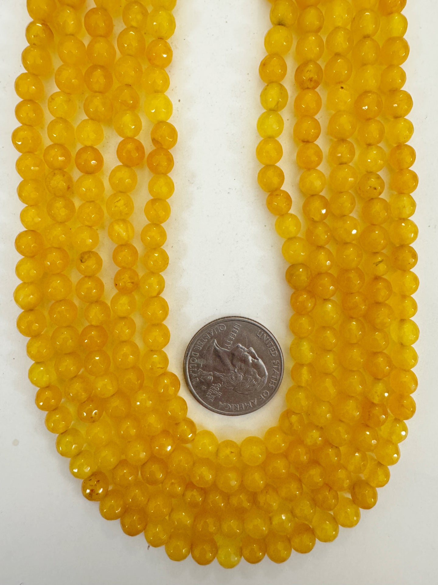 bright yellow enhanced quartz, 6mm faceted round, 15