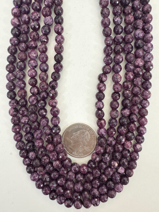 purple enhanced serpentine, 6mm faceted round, 15
