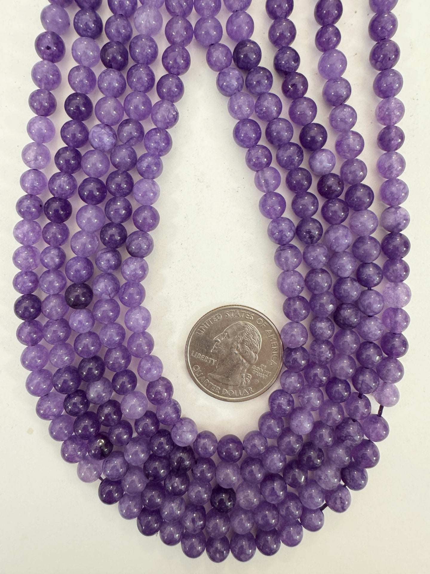 purple enhanced quartz, 6mm round, 15