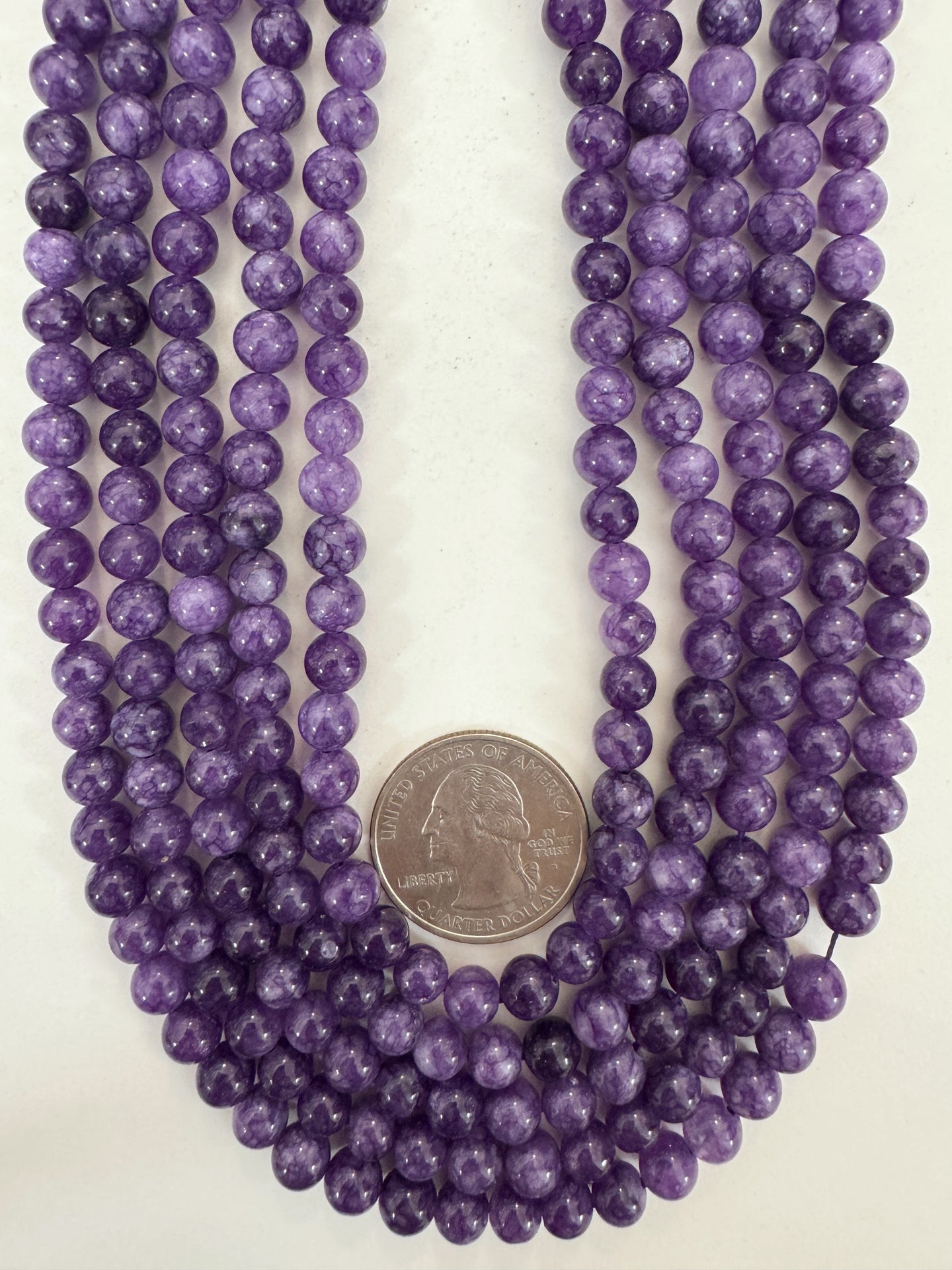 dark purple enhanced quartz, 6mm round, 15