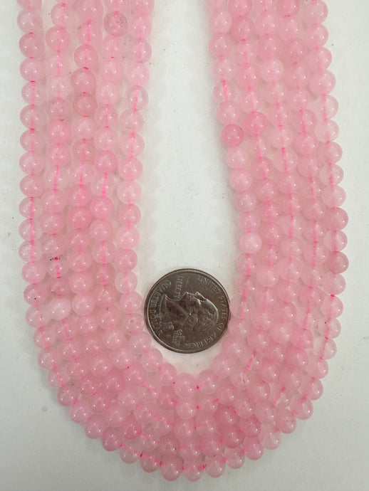 pink enhanced quartz, 6mm round, 15