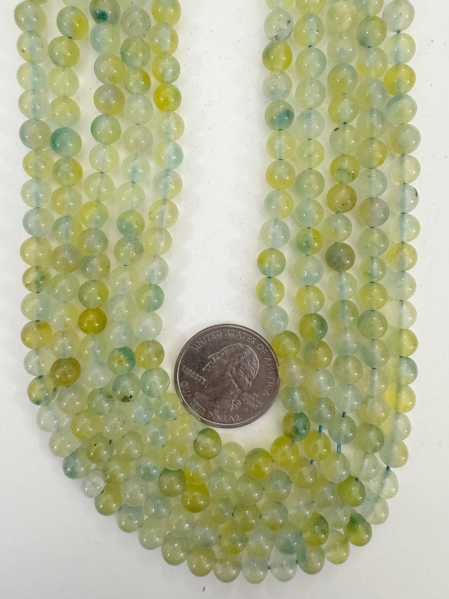 blue lime green enhanced quartz, 6mm round, 15