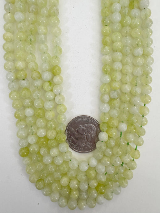 light lime green enhanced quartz, 6mm round, 15
