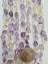 ametrine, some off center drilled, 10mm variable size tumbled nugget mix, 15" strand, SOLD PER STRAND