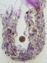 ametrine, some off center drilled, 10mm variable size tumbled nugget mix, 15" strand, SOLD PER STRAND