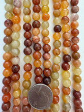 autumn tones quartz, 8mm round, 15" strand, SOLD PER STRAND