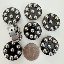 antique silver plated metal, dotted motif, vintage stock metal, 25x25x12mm coin, sold per bead