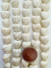 magnesite, 15x14x8mm heart, 15" strand, SOLD PER STRAND