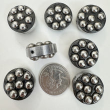 antique silver plated metal, dotted motif, vintage stock metal, 21x21x12mm coin, sold per bead