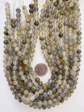 gray golden quartz, 8mm round, 15" strand, SOLD PER STRAND