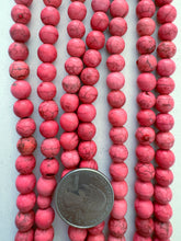 color enhanced magnesite: pale hot pink, 8mm round, 15" strand, SOLD PER STRAND