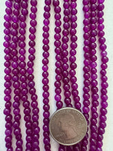 color enhanced quartz: dark electric grape purple, 4mm round, 15" strand, SOLD PER STRAND