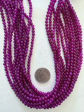 color enhanced quartz: dark electric grape purple, 4mm round, 15" strand, SOLD PER STRAND