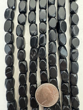 onyx, some edge or surface wear, 16x16x3mm corner cut four sided rectangle tube, 15" strand, SOLD PER STRAND