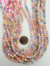 morganite, 6mm round, 15" strand, SOLD PER STRAND