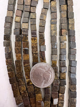 bronzite, 6mm cube, 15" strand, SOLD PER STRAND