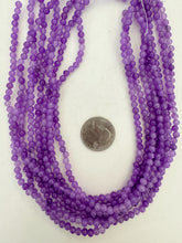color enhanced quartz: pale bright purple, 4mm round, 15" strand, SOLD PER STRAND