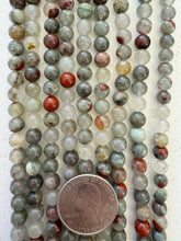 gray green bloodstone, 6mm round, 15" strand, SOLD PER STRAND