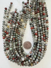 gray green bloodstone, 6mm round, 15" strand, SOLD PER STRAND