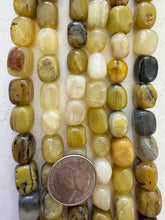 olive yellow opal, 13mm tumbled nugget, 15" strand, SOLD PER STRAND