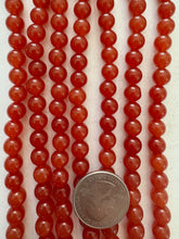red agate,  8mm round, 15" strand, SOLD PER STRAND