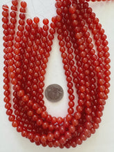red agate,  8mm round, 15" strand, SOLD PER STRAND