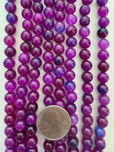 color enhanced quartz: electric purple blue,  8mm round, 15" strand, SOLD PER STRAND