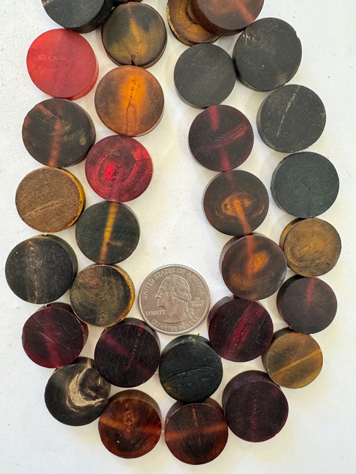 black red golden horn mix, 17-20mm coin assorted size, 15