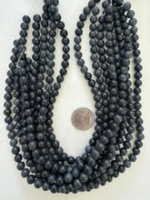black picasso jasper, semi dull finish, 8mm round, 15" strand,   SOLD PER STRAND