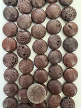 brown lava rock, 20x20x10mm coin, 15" strand,   SOLD PER STRAND
