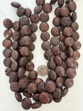 brown lava rock, 20x20x10mm coin, 15" strand,   SOLD PER STRAND