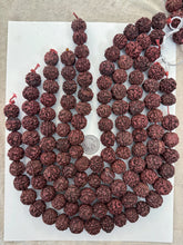 dark red brown rudraksha seed, vintage stock, 18-21mm assorted size, 15" strand, sold per strand