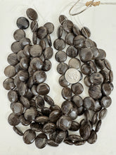 black antique jasper , 20x20x7mm coin, 15" strand, sold per strand