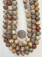 brown banded jasper , 12mm round, 15" strand, sold per strand