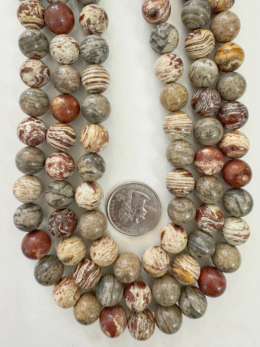 brown banded jasper , 12mm round, 15