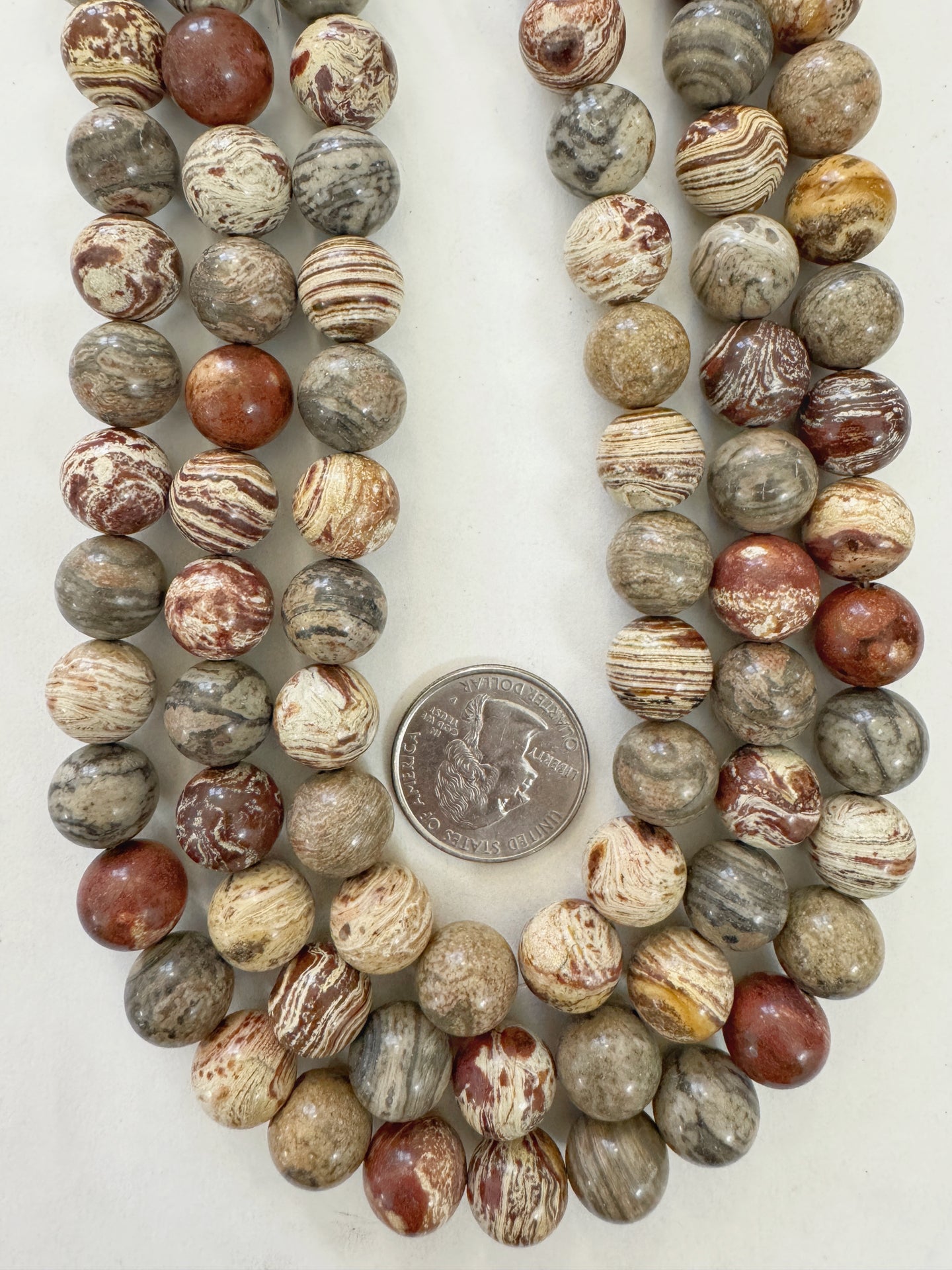 brown banded jasper , 12mm round, 15