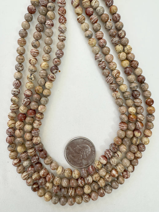 brown banded jasper , 6mm round, 15