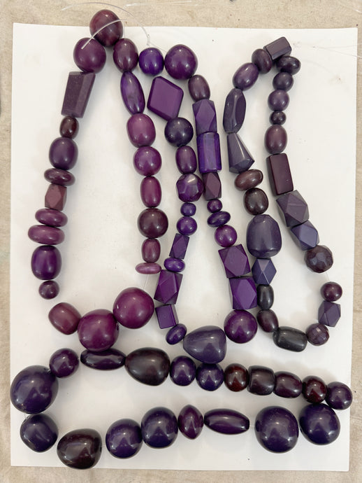 dark purple tones mix, vintage look resin, size and shape mix, 15