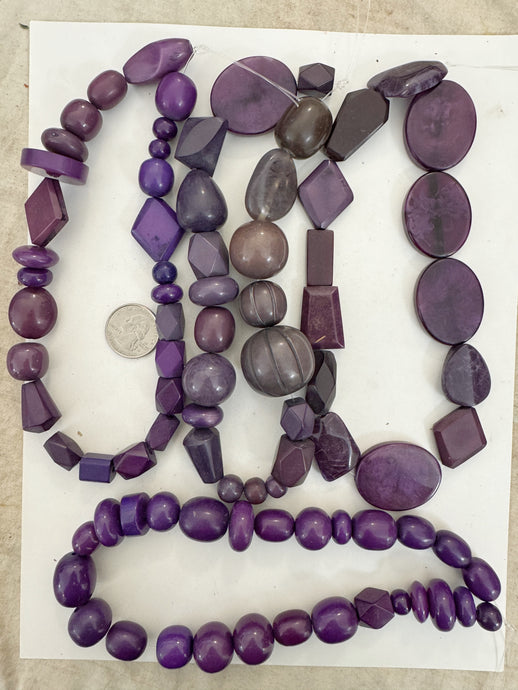dark purple tones mix, vintage look resin, size and shape mix, 15