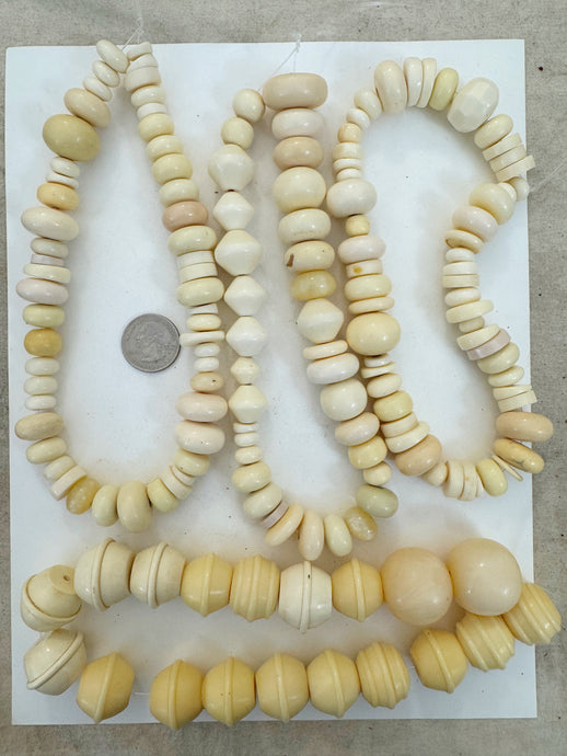 off white tones mix, vintage look resin, size and shape mix, 15