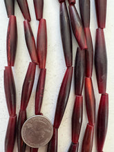 red horn, 34-52mm random assortment tube, 15" strand, SOLD PER STRAND