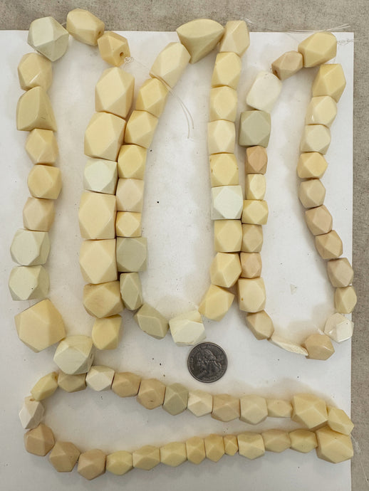 off white tones mix, vintage look resin, size and shape mix, 15