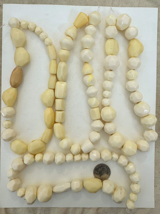 off white tones mix, vintage look resin, size and shape mix, 15