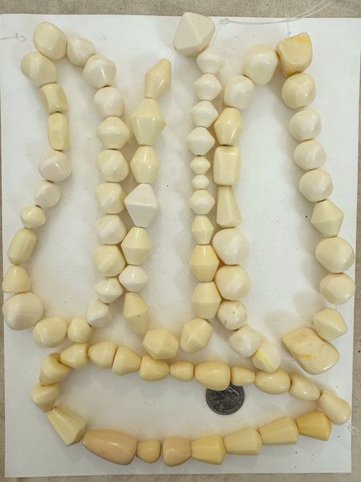 off white tones mix, vintage look resin, size and shape mix, 15