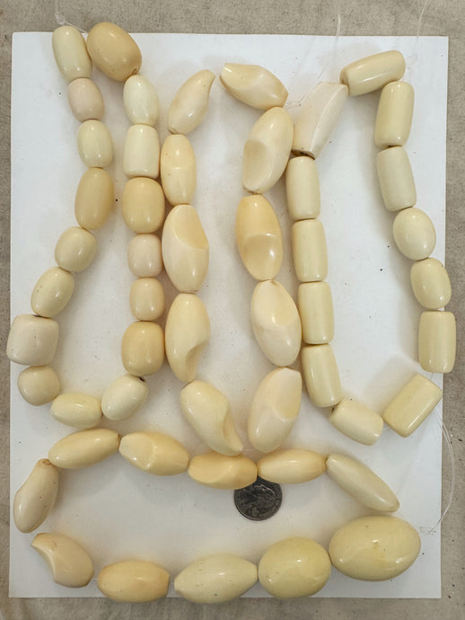 off white tones mix, vintage look resin, size and shape mix, 15