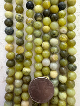 yellow turquoise, semi dull finish, 8mm round, 15" strand, SOLD PER STRAND