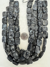 black labradorite, 19x15x6mm rectangle, 15" strand, SOLD PER STRAND